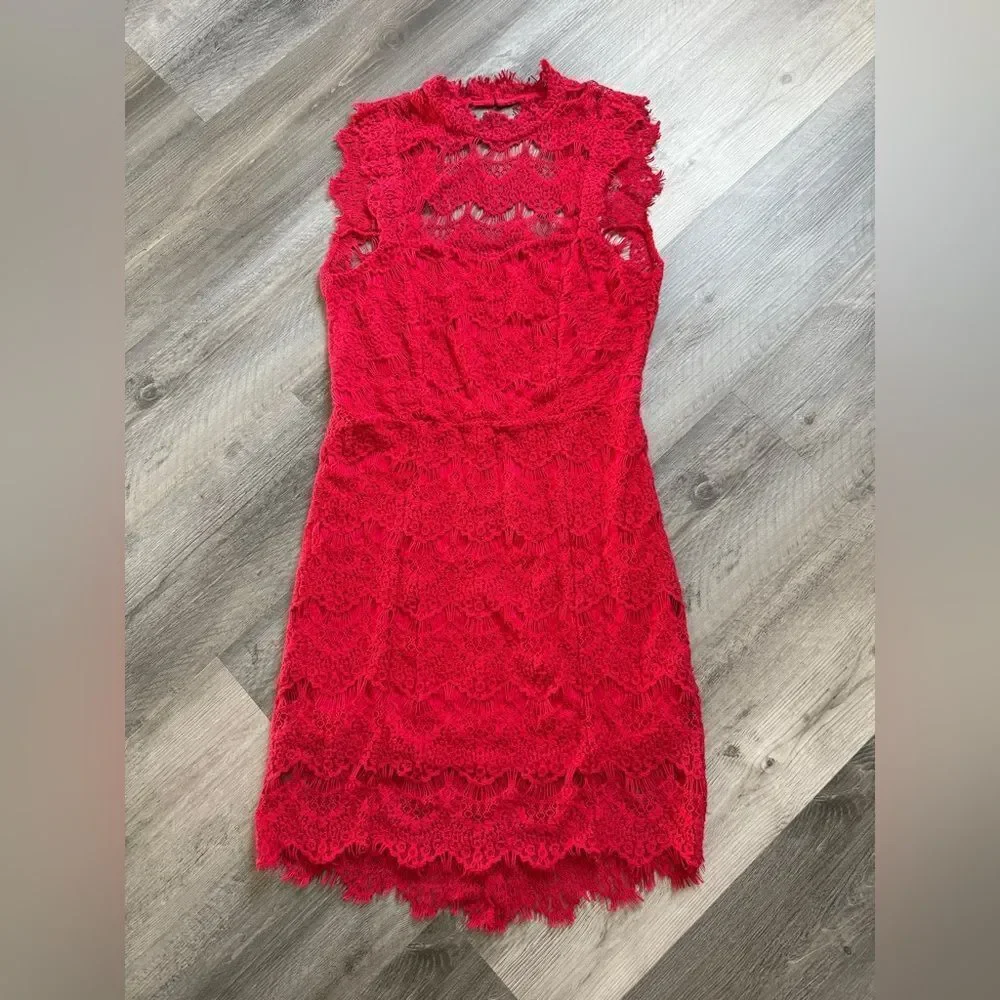 Free People Daydream Red Lace Dress NEW Large Open Back - Picture 2 of 10
